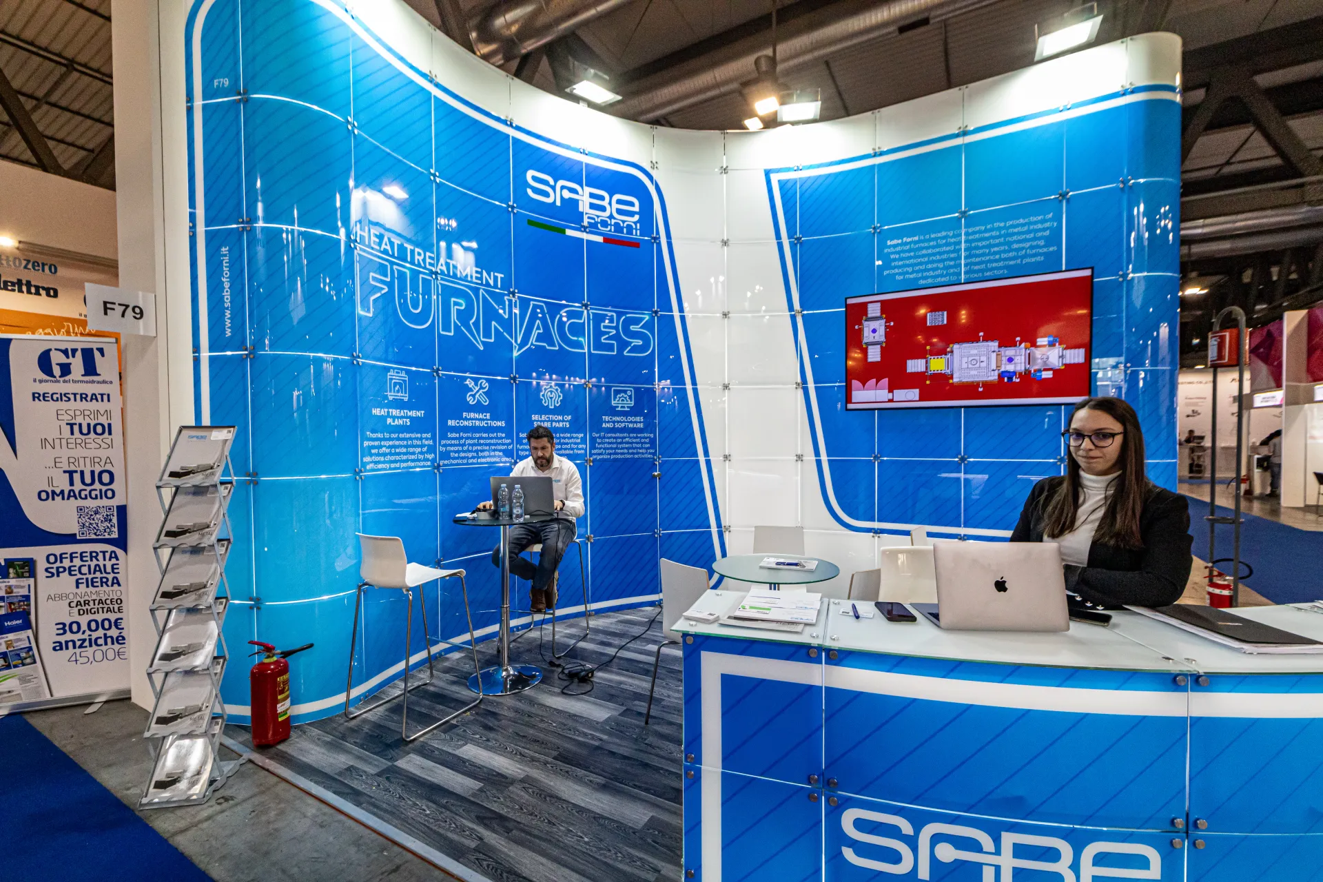 Sabe Forni stand promoting heat treatment furnaces at MCE 2024