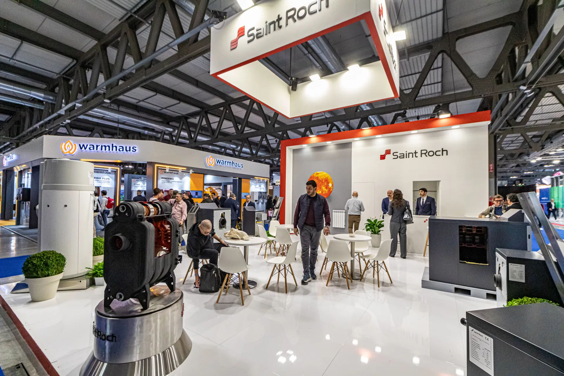 Saint Roch stand with a sectioned cast-iron boiler body and hanging sign at MCE 2024