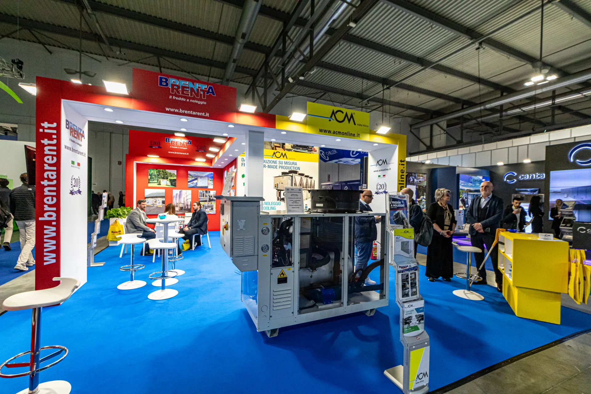 Shared Brenta Rent and ACM stand with a chiller on blue carpet at MCE 2024
