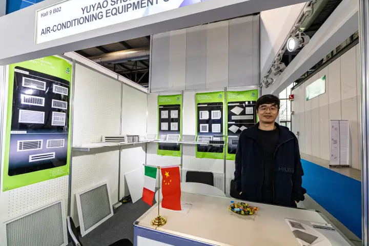 Shule booth with air grilles and square ceiling diffusers at MCE 2024