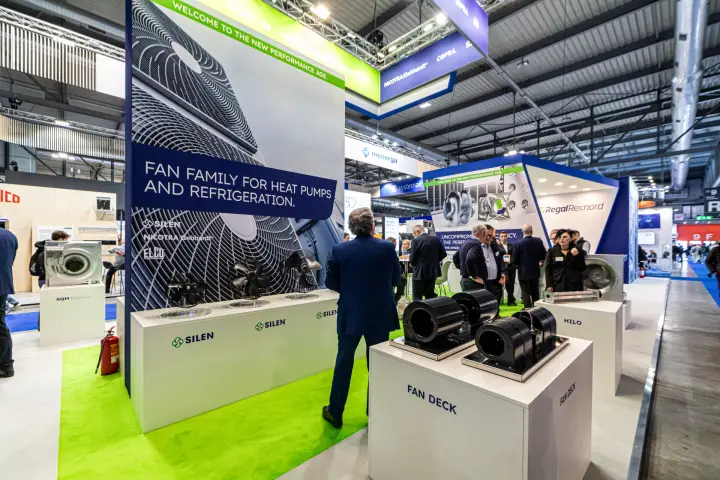 Silen axial fan display and fan family wall at Regal Rexnord