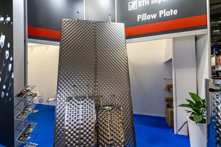 Stainless steel pillow plate heat exchanger panels at BTH Import Stal