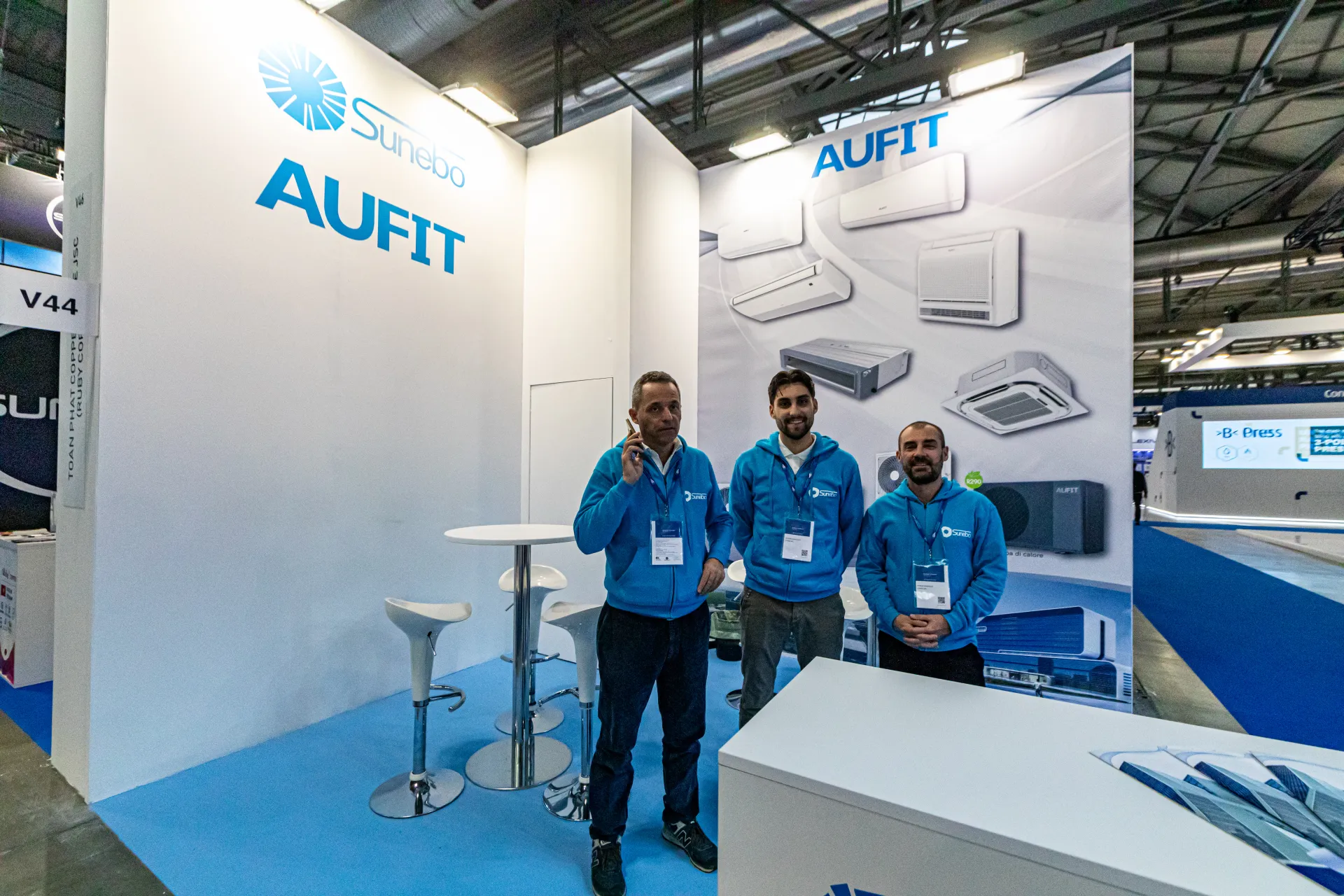 Sunebo stand presenting Aufit air conditioners and heat pumps at MCE 2024