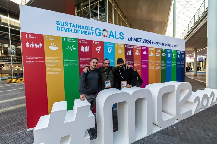 Sustainable Development Goals wall with #mce2024 letters at the entrance