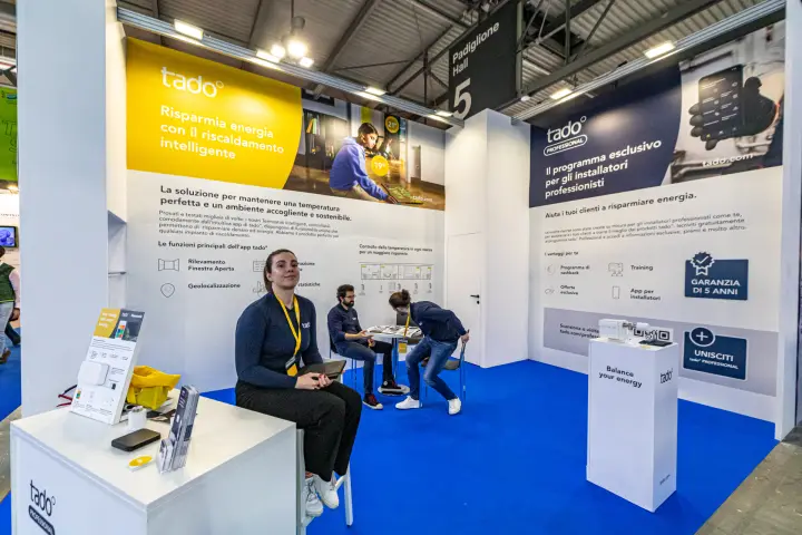 Tado stand promoting smart heating and its installer programme