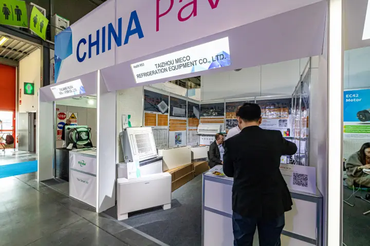 Taizhou Meco stand with cassette and floor fan coil units at MCE 2024