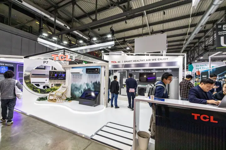 TCL stand with P7 and T-Plus split units and energy management area at MCE 2024