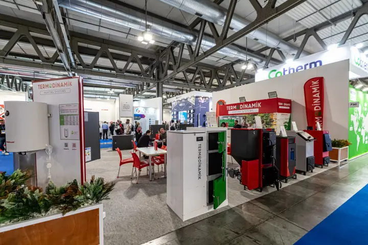 Termodinamik Heating Systems stand with solid fuel and pellet boilers