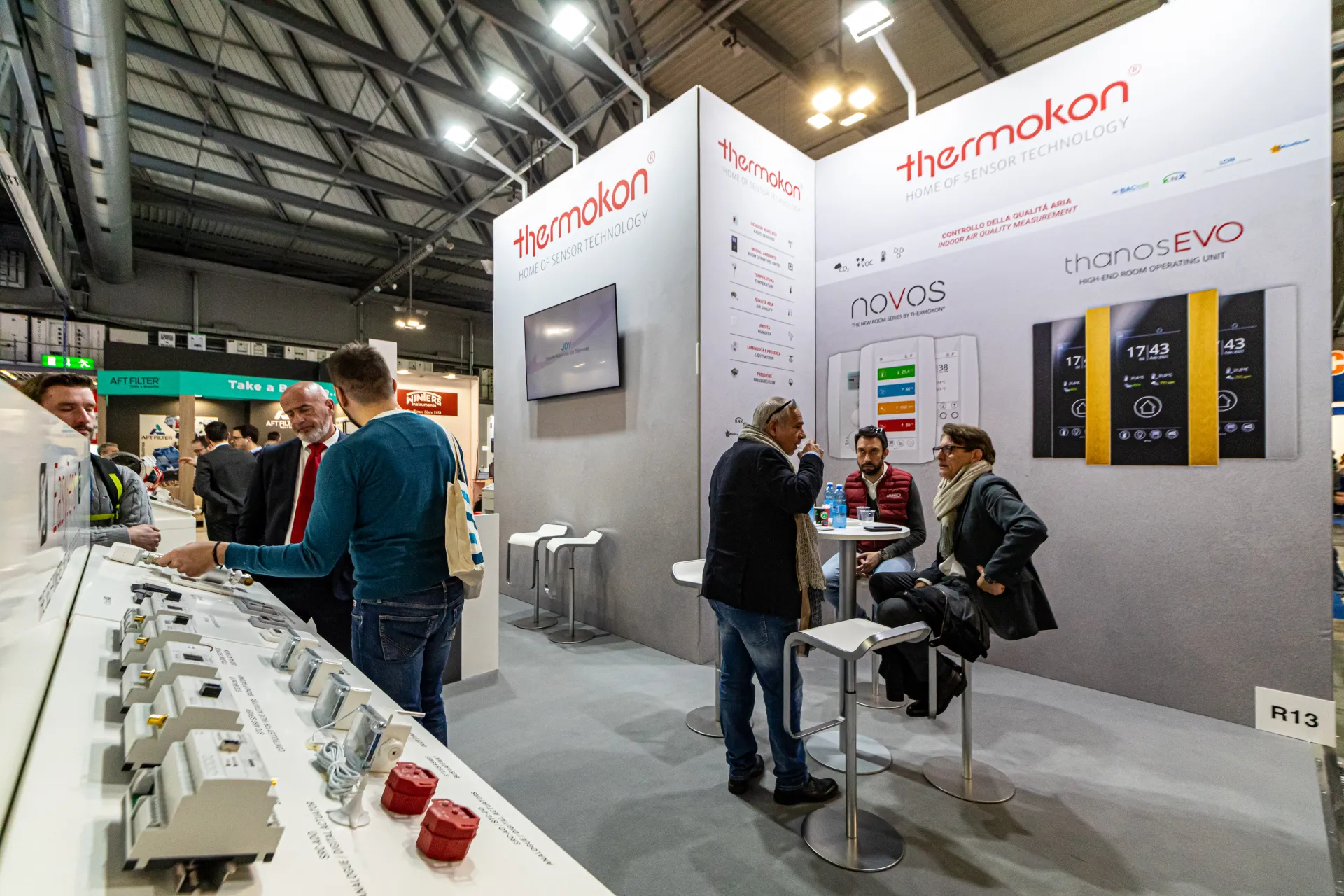 Thermokon stand R13 with novos and thanosEVO room units at MCE 2024