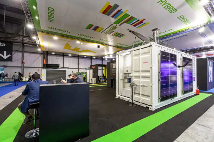 Unical containerised energy plant with solar panels under the Hybrid ceiling at MCE 2024