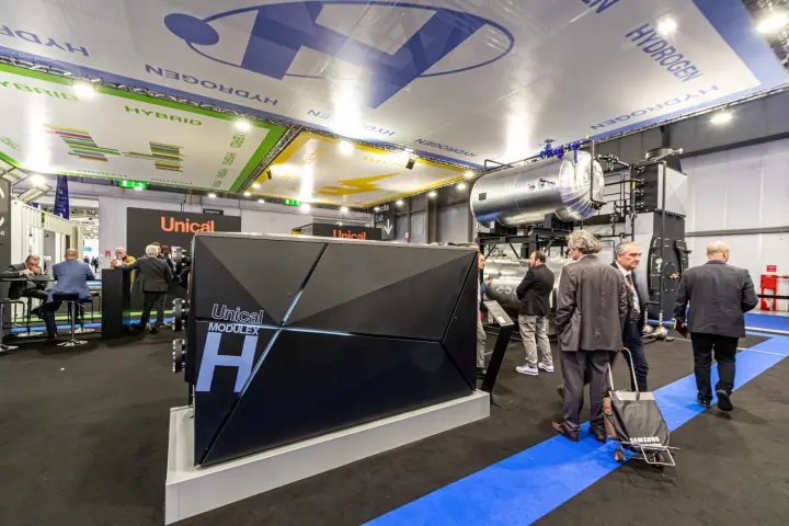 Unical Modulex H cabinet in front of a large boiler package