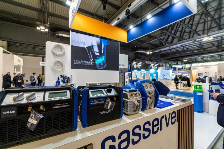 Value VRR36C4 refrigerant recovery units on the Gasservei counter at MCE 2024
