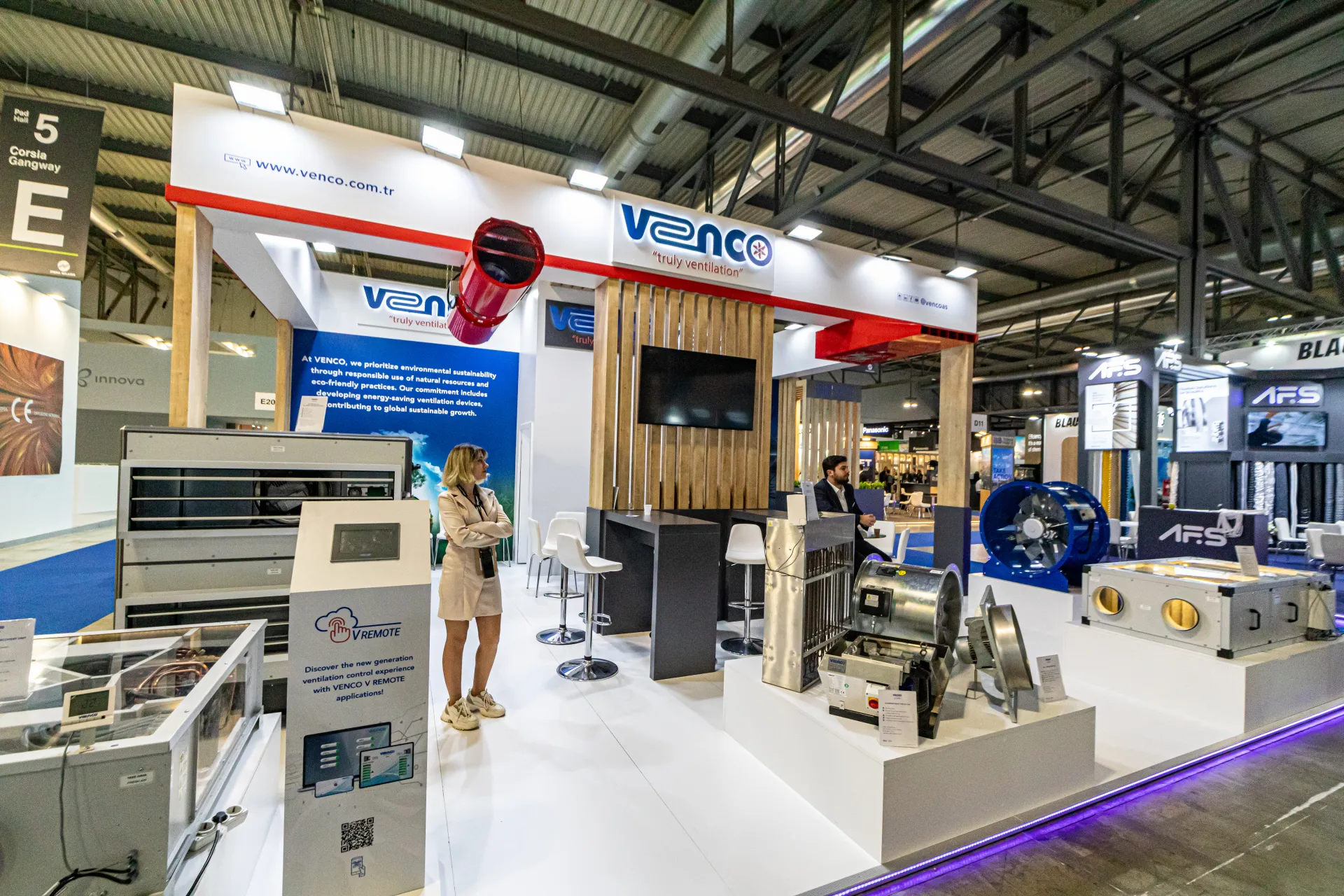 Venco V REMOTE control kiosk beside fans and ventilation units at MCE 2024