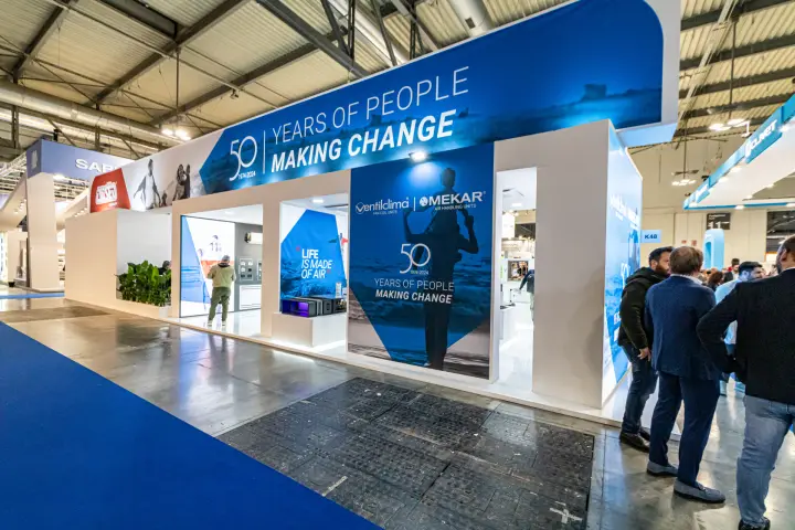 Ventilclima and Mekar stand celebrating '50 Years of People Making Change' at MCE 2024