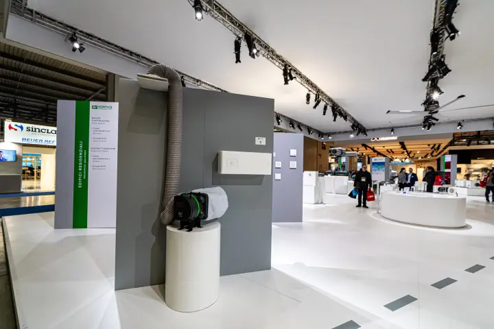 Vortice residential zone with inline fan and flexible duct on display at MCE 2024