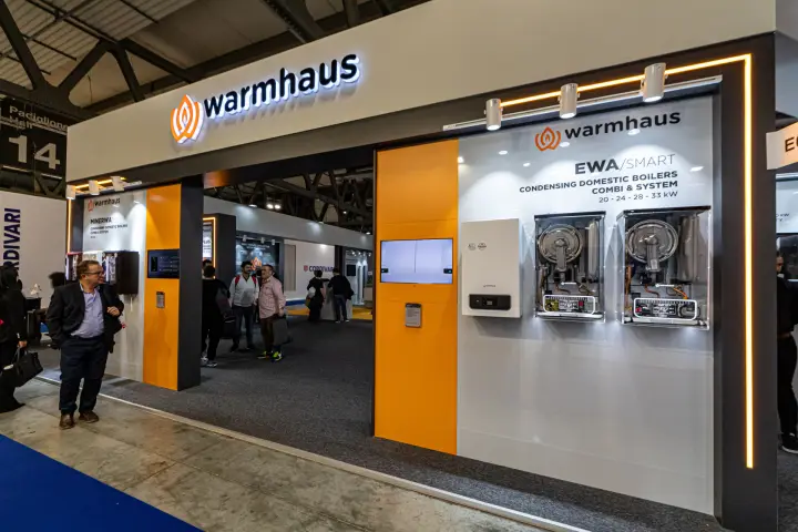 Warmhaus EWA/SMART condensing boilers shown with transparent covers