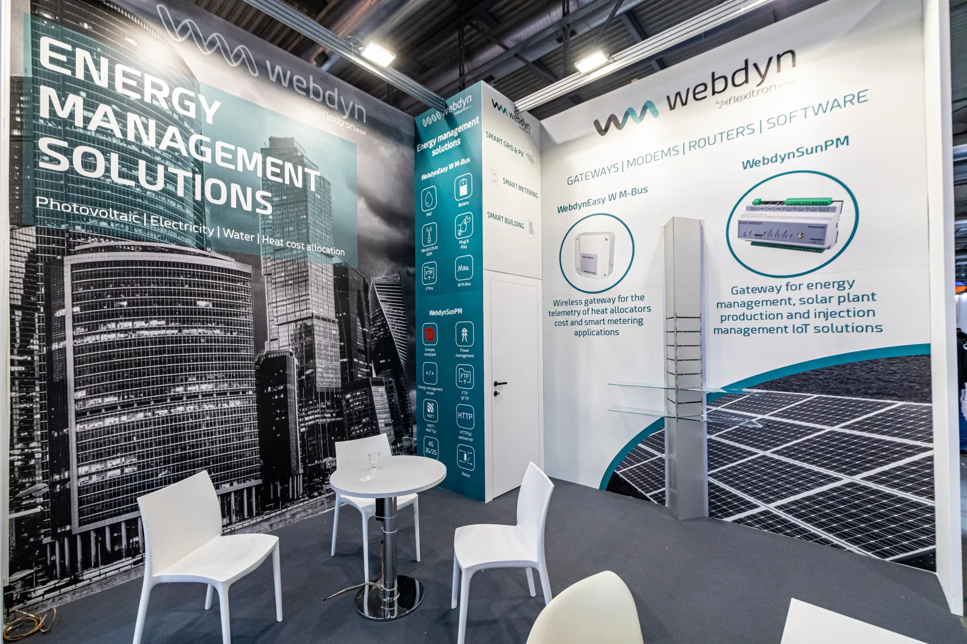 Webdyn energy management stand with M-Bus and solar gateways at MCE 2024