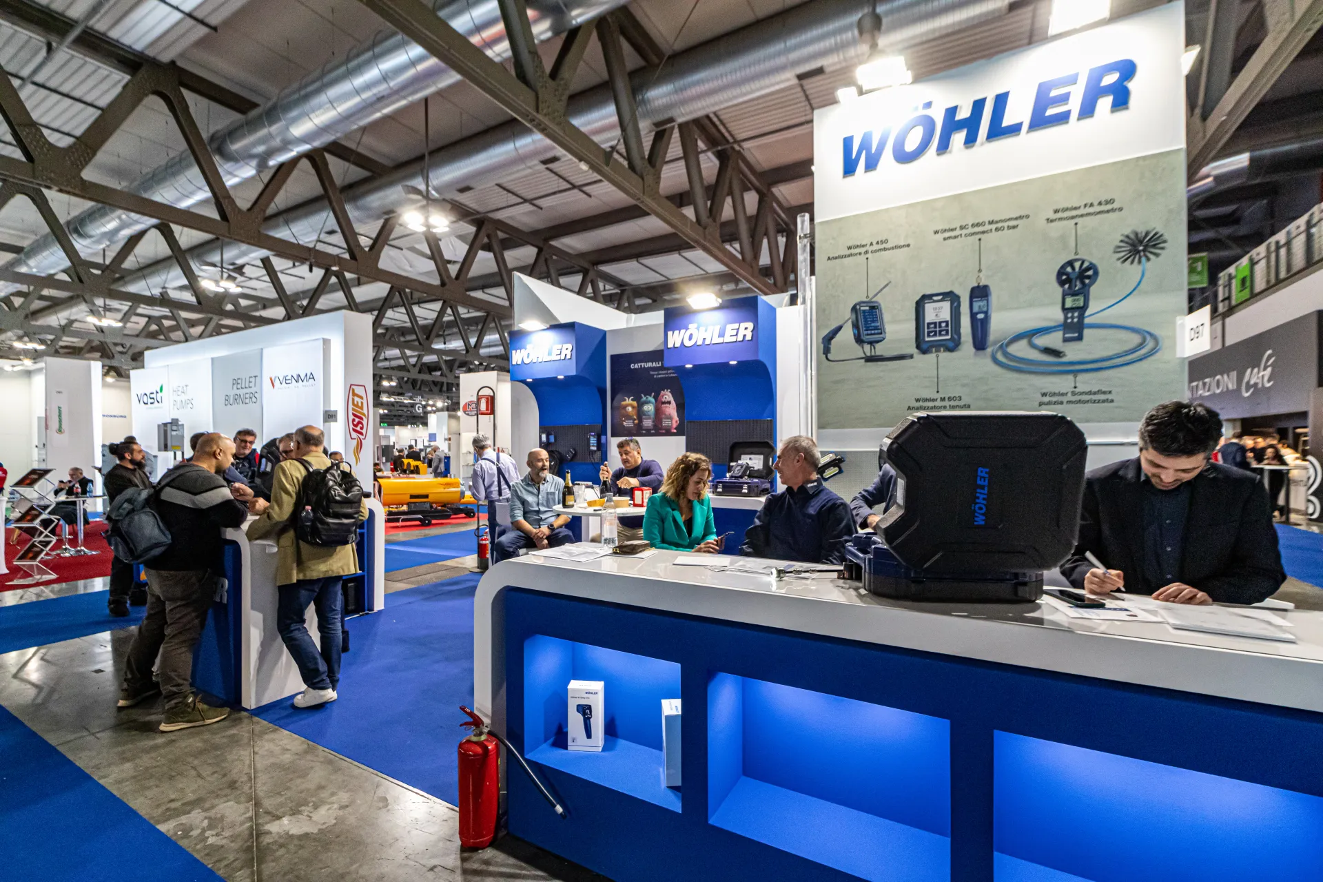 Wöhler stand with blue lit counter and instrument display panel at MCE 2024