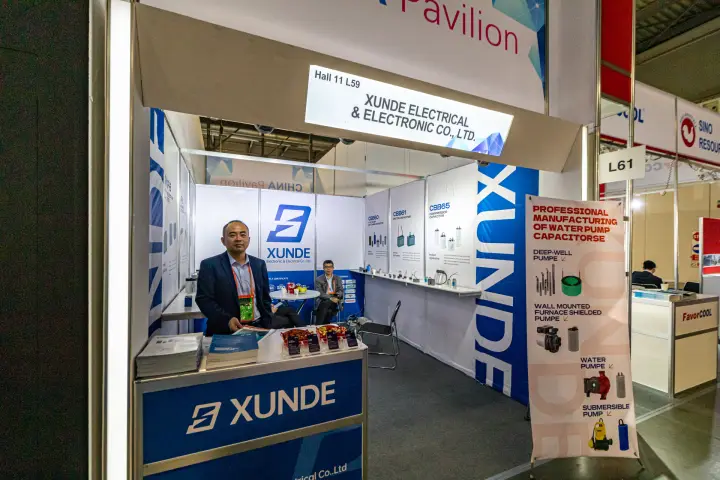 Xunde capacitor booth in the China Pavilion, stand L59