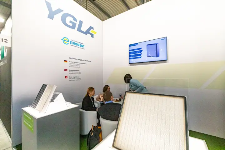 YGLA panel filter and hygiene certificates beside the meeting table