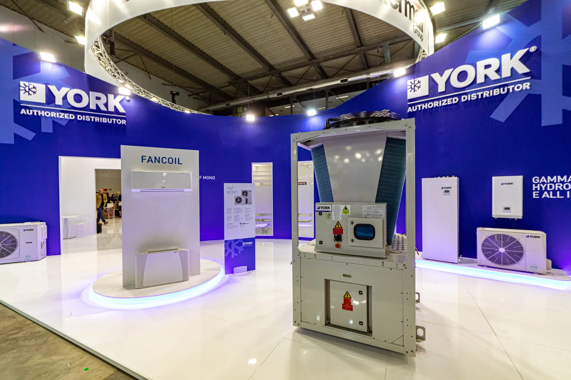 York air-cooled unit and fan coil plinth at a York distributor stand at MCE 2024