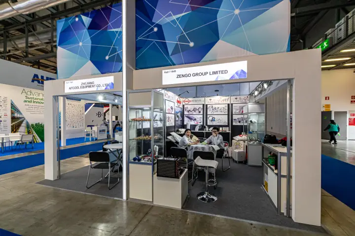 Zengo Group and Aitcool modular booths with copper fittings and duct parts