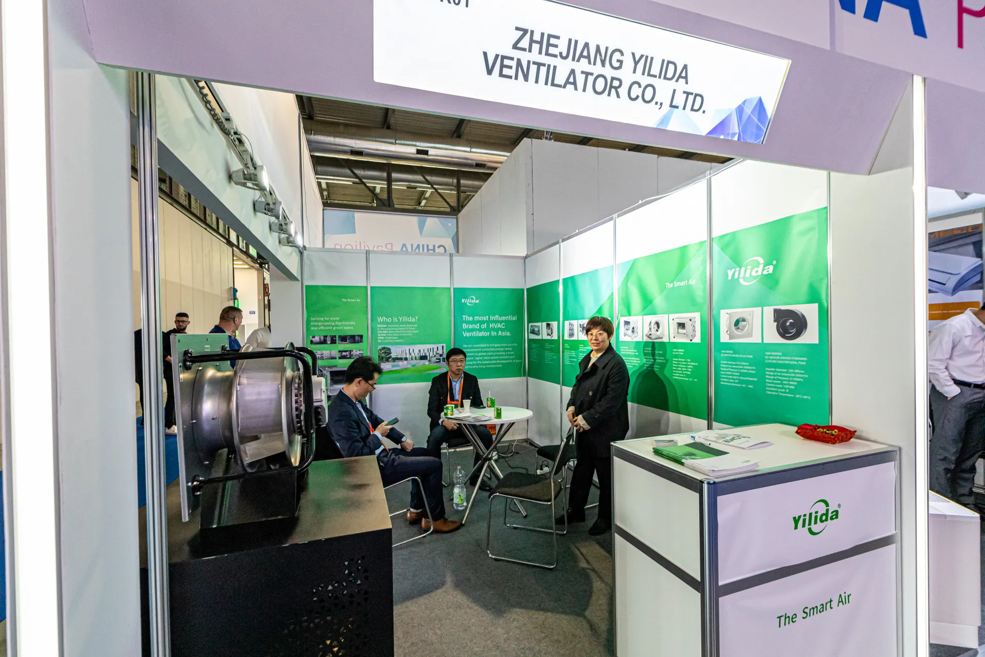 Zhejiang Yilida Ventilator stand with a centrifugal plug fan at MCE 2024