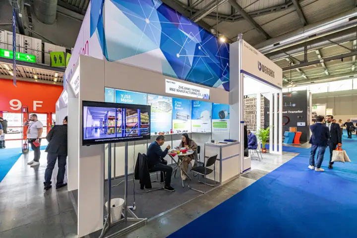 Zhejiang Yixiong stand with EC motors and cross-flow blowers at MCE 2024