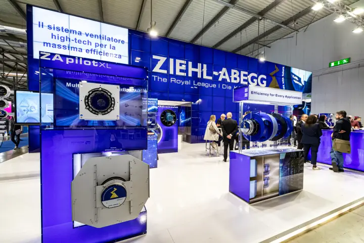 Ziehl-Abegg ZApilotXL fan module tower and Royal League logo wall