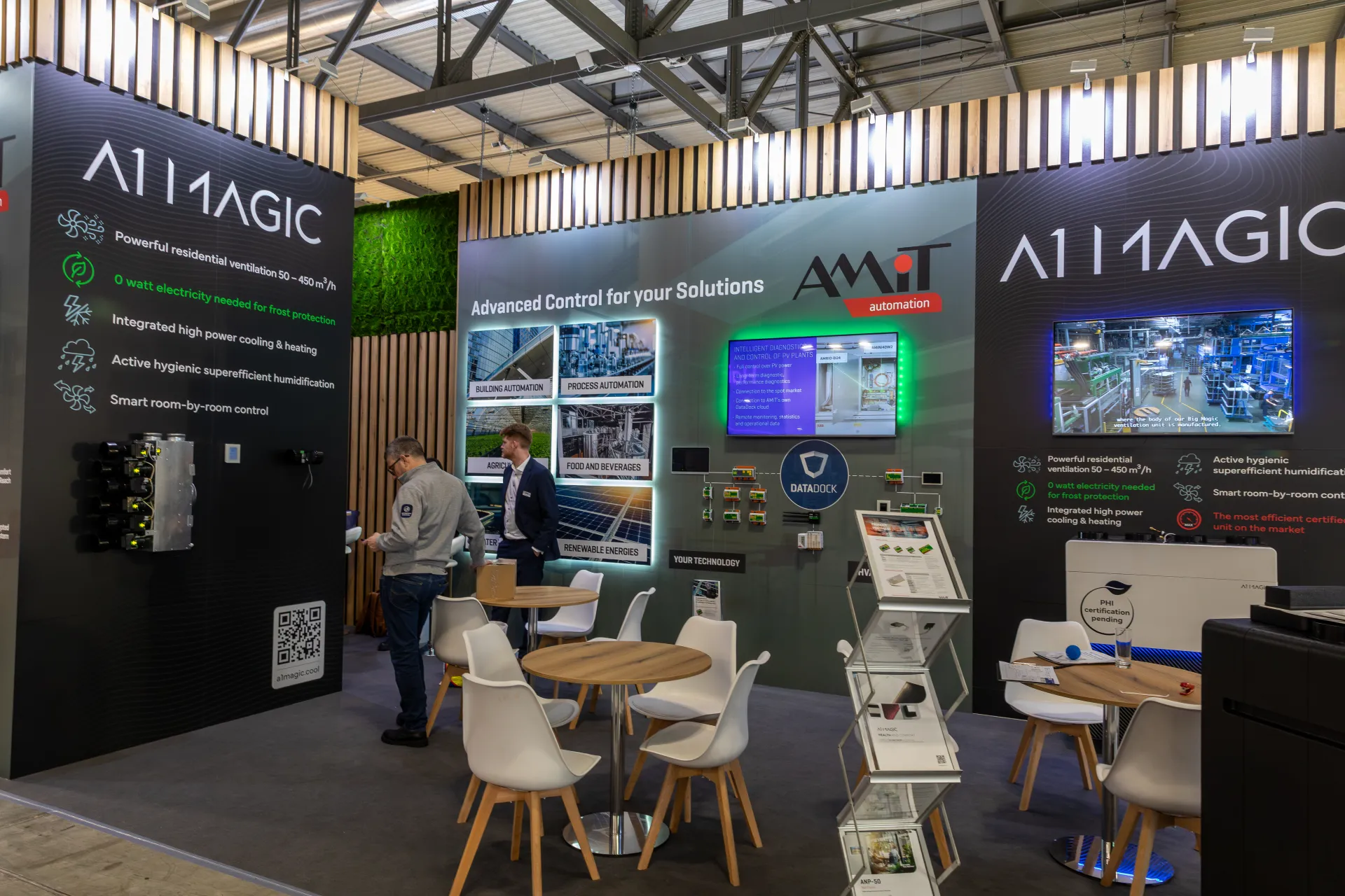 A1 Magic and AMiT shared stand with ventilation unit and automation wall at MCE 2026