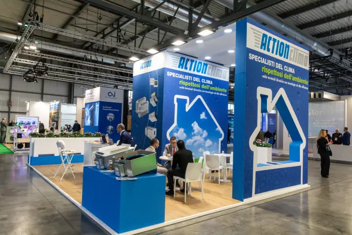 Action Clima stand with hydronic terminal units and fan coils at MCE 2026