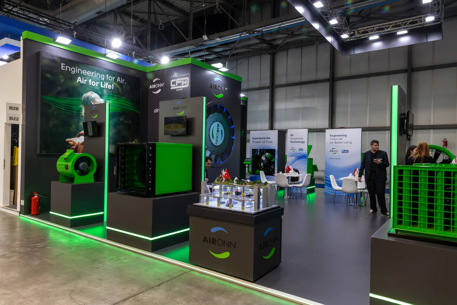 Aironn stand with axial fans, fan cabinet and car park model at MCE 2026