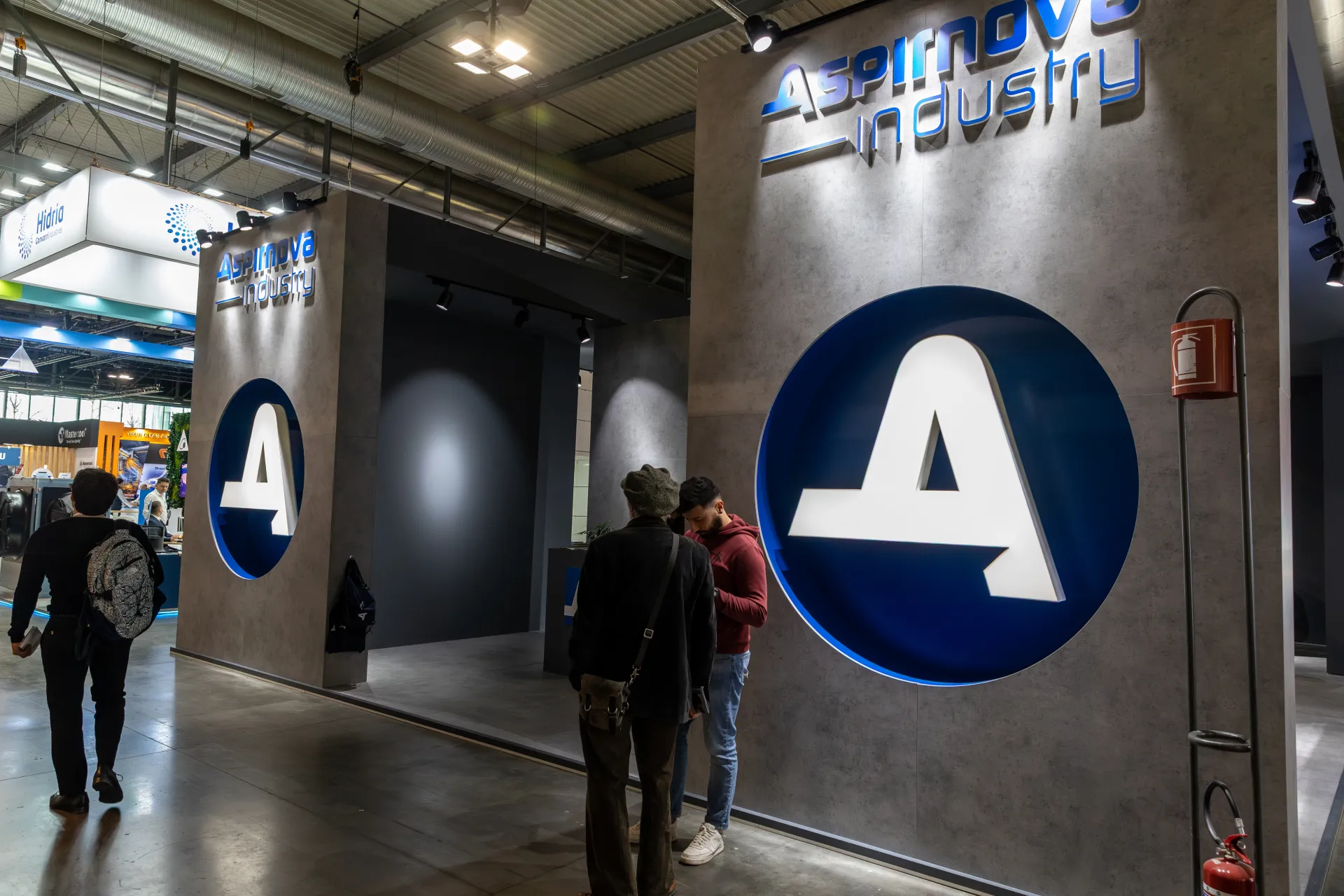 Aspirnova Industry stand entrance with large illuminated A logos at MCE 2026