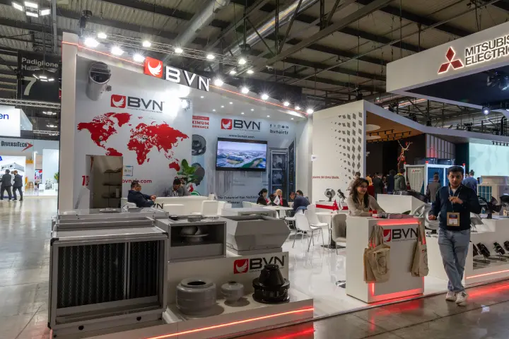 BVN stand with box, inline and roof fans on the front display at MCE 2026