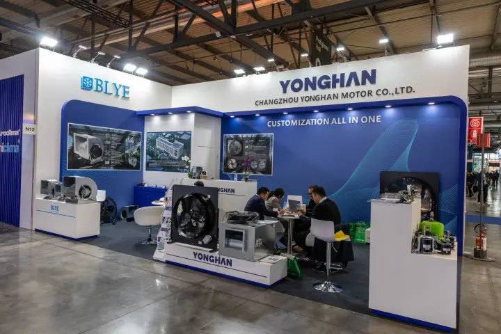 Changzhou Yonghan Motor stand with axial and centrifugal fans at MCE 2026