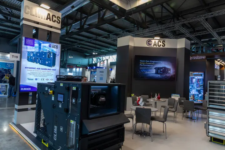 Climacs DX unit in front of Hygienic Air Handling Unit lightbox at MCE 2026