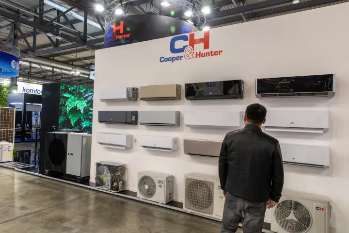 Cooper & Hunter wall of split indoor units in several finishes at MCE 2026
