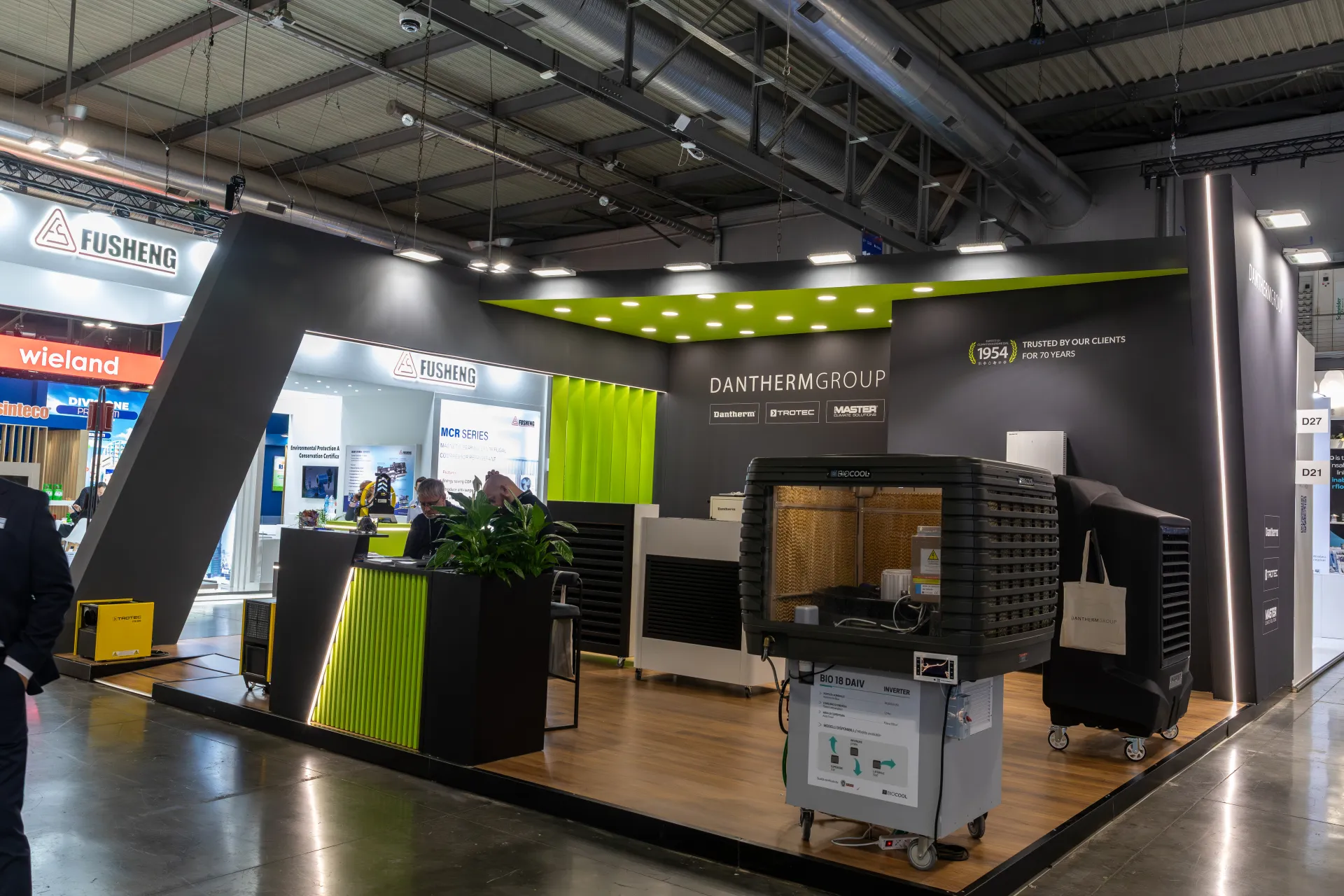 Dantherm Group stand with Biocool evaporative cooler and Trotec unit at MCE 2026