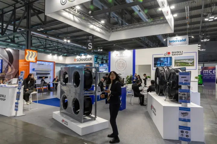 Dunli Group plug fan wall and axial fans with brochure columns at MCE 2026