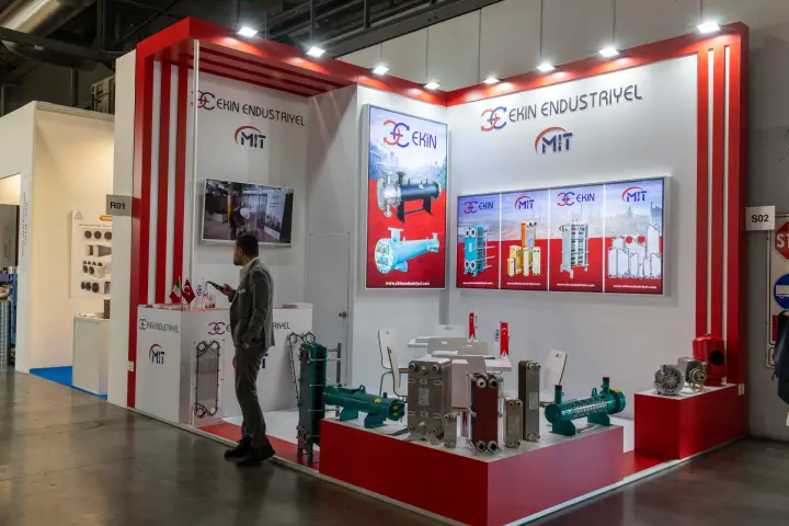 Ekin Endüstriyel corner stand with plate and shell-and-tube heat exchangers at MCE 2026