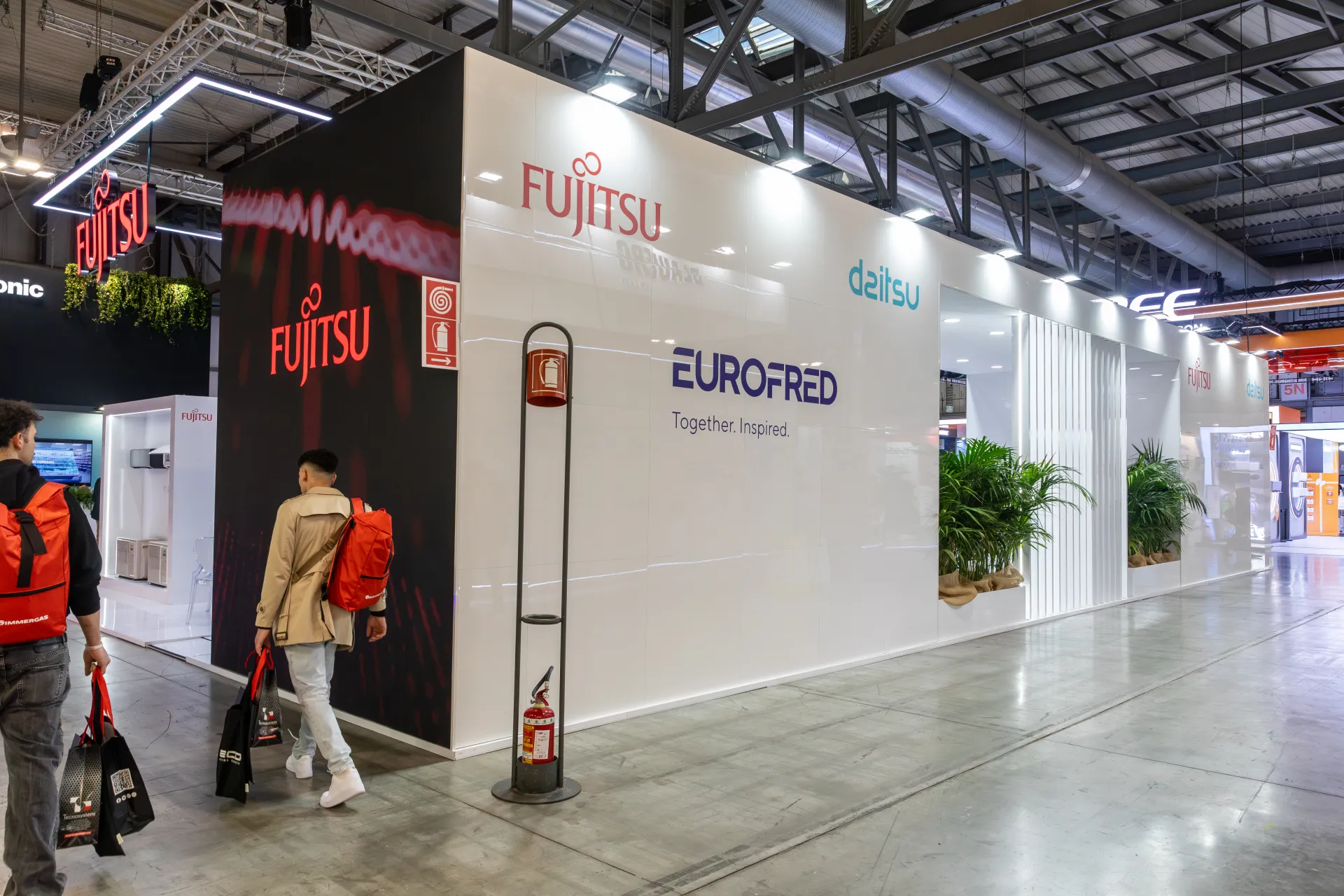 Eurofred stand exterior with Fujitsu and Daitsu brand walls at MCE 2026