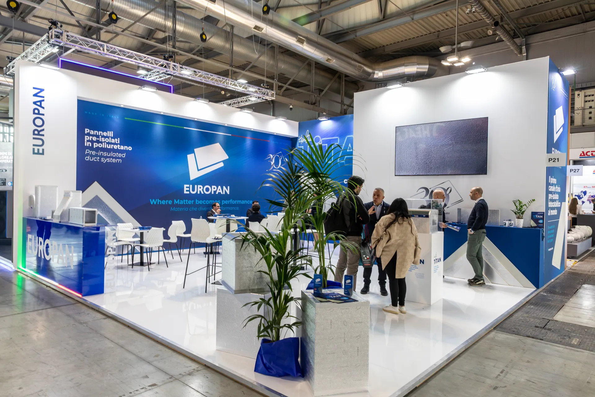 Europan stand presenting pre-insulated polyurethane duct panels at MCE 2026