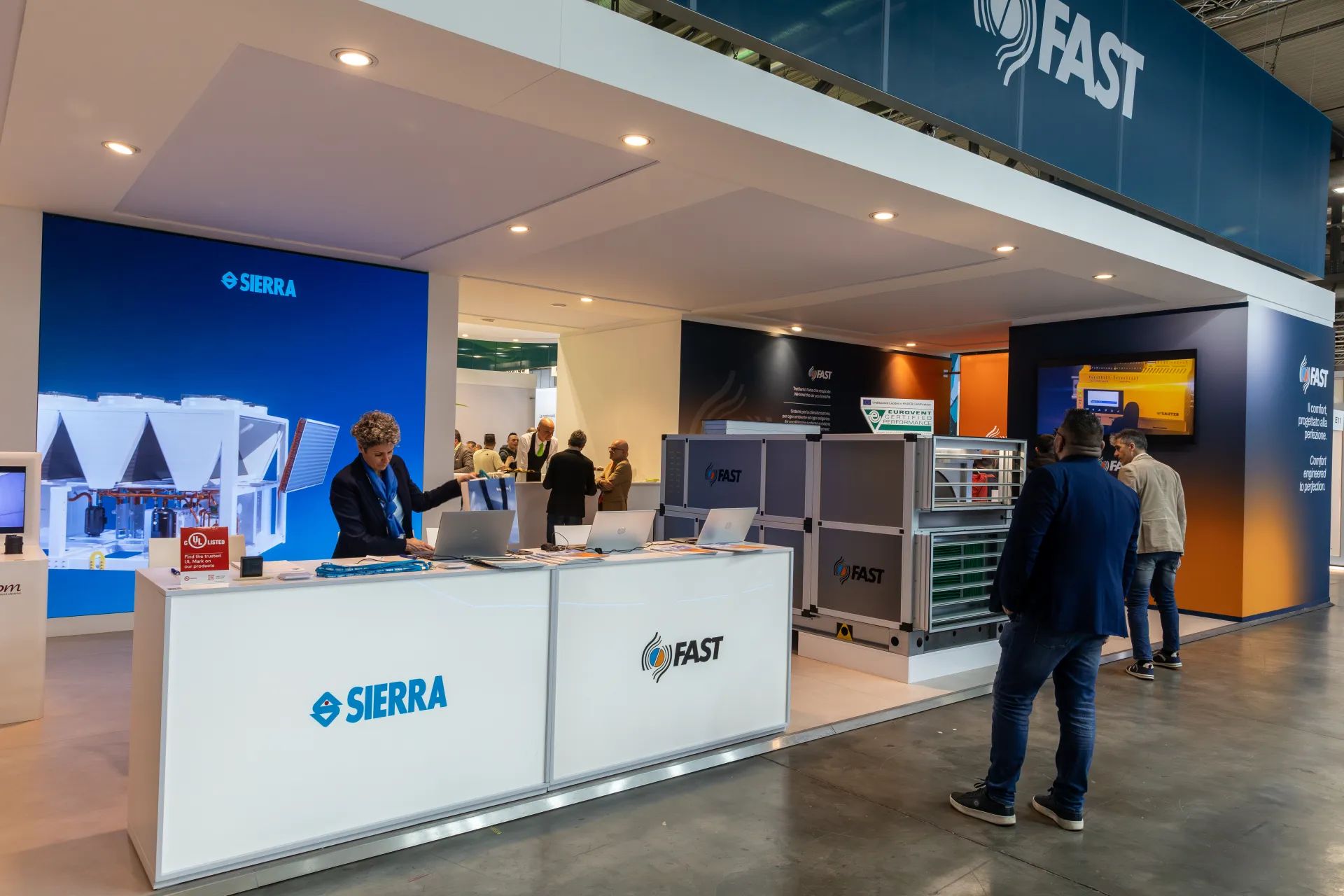 Fast and Sierra stand with air handling unit and chiller display at MCE 2026