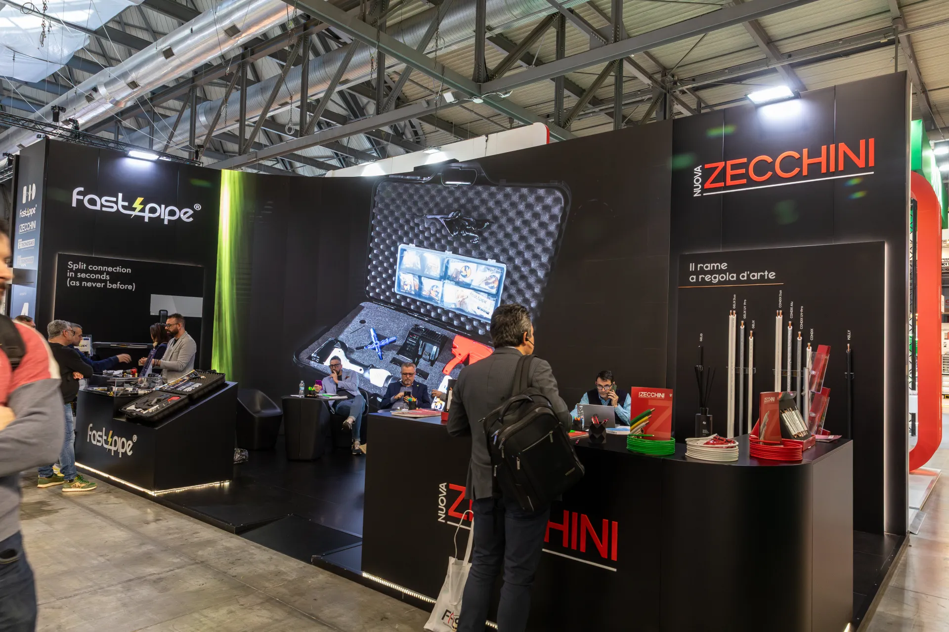 Fastpipe and Nuova Zecchini stand with copper pipe and split tool kits at MCE 2026