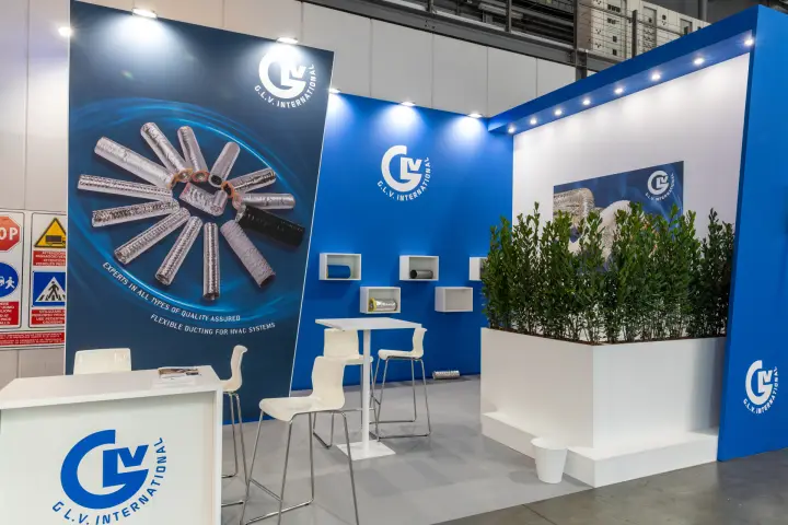 G.L.V. International stand showing flexible HVAC ducting