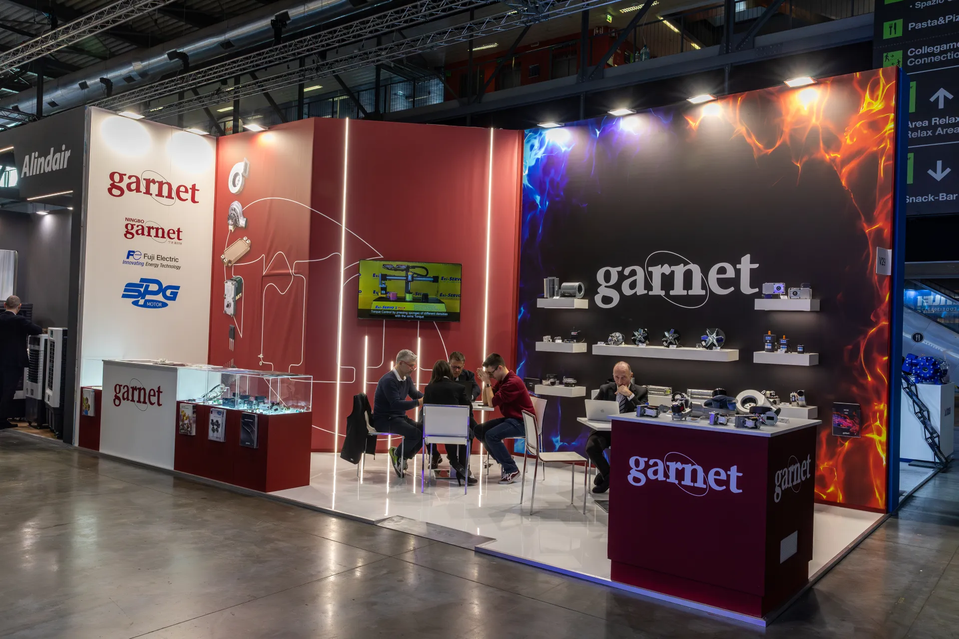 Garnet stand with blowers, motors and Fuji Electric and SPG brands at MCE 2026