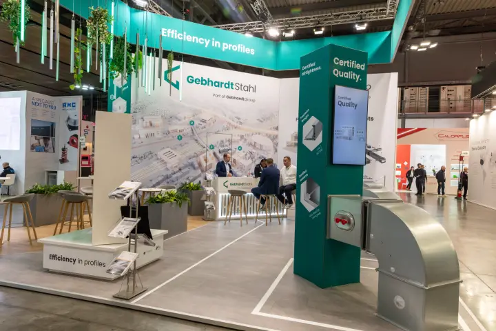 Gebhardt Stahl counter and 'Certified Quality' column with duct bend at MCE 2026