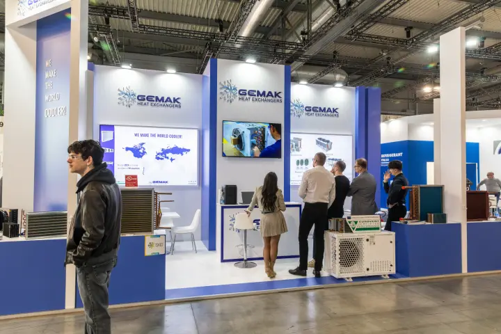 Gemak Heat Exchangers stand with finned coils and Eurovent-certified unit at MCE 2026