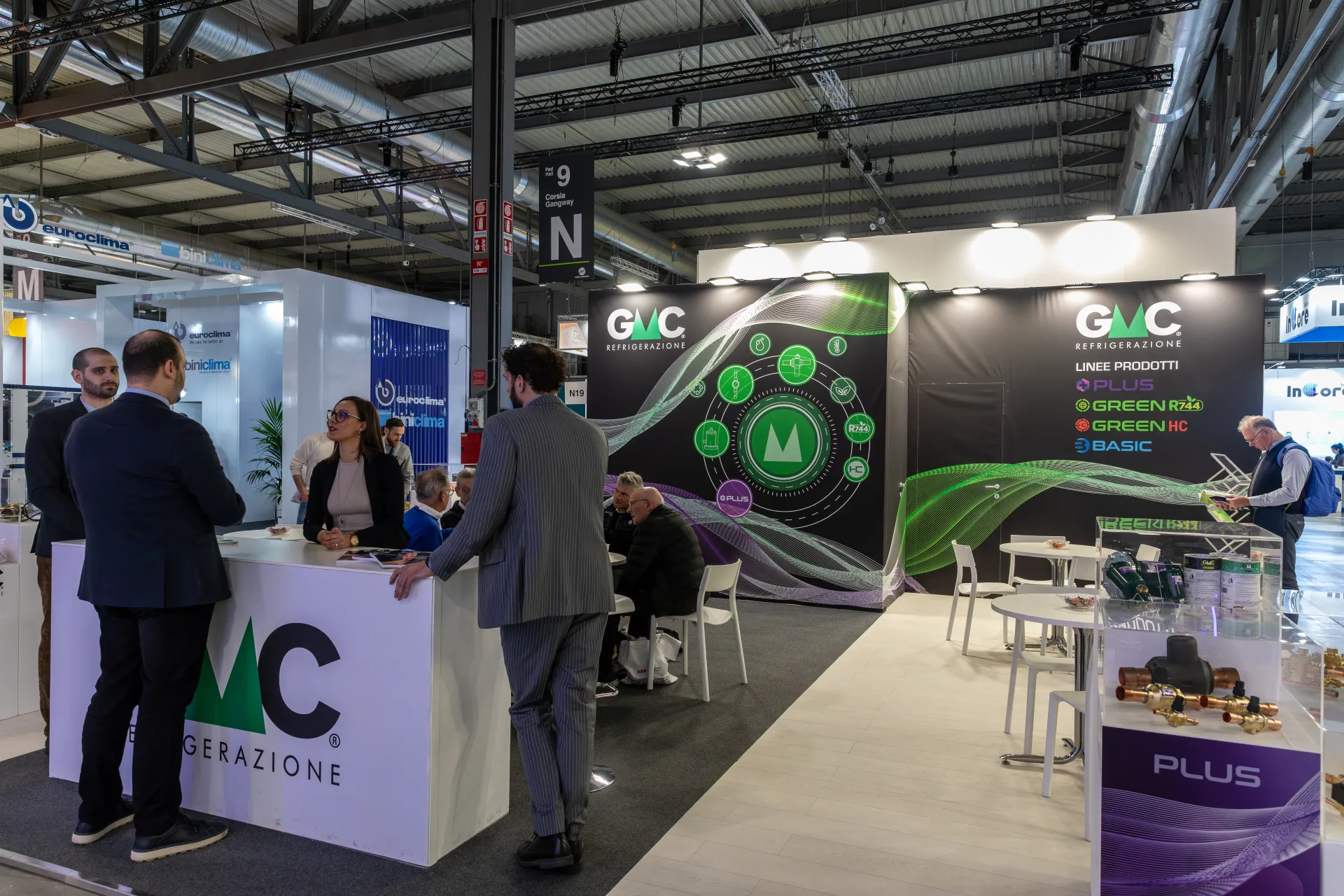 GMC Refrigerazione stand listing its Plus, Green R744, Green HC and Basic lines at MCE 2026