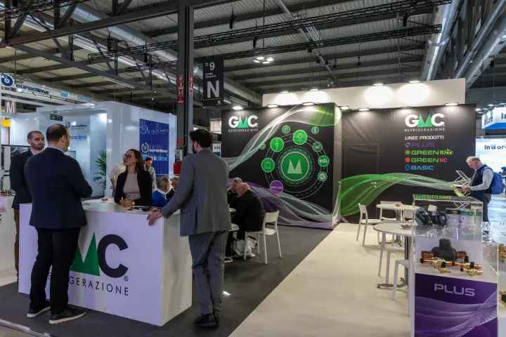 GMC Refrigerazione stand listing its Plus, Green R744, Green HC and Basic lines at MCE 2026
